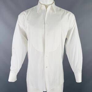 LORENZINI Size S White Cotton Tuxedo Long Sleeve Shirt